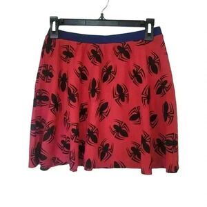 Marvel Women's Red & Black Spider Girl Print Poly Knit A-Line Pull On Elastic Wa